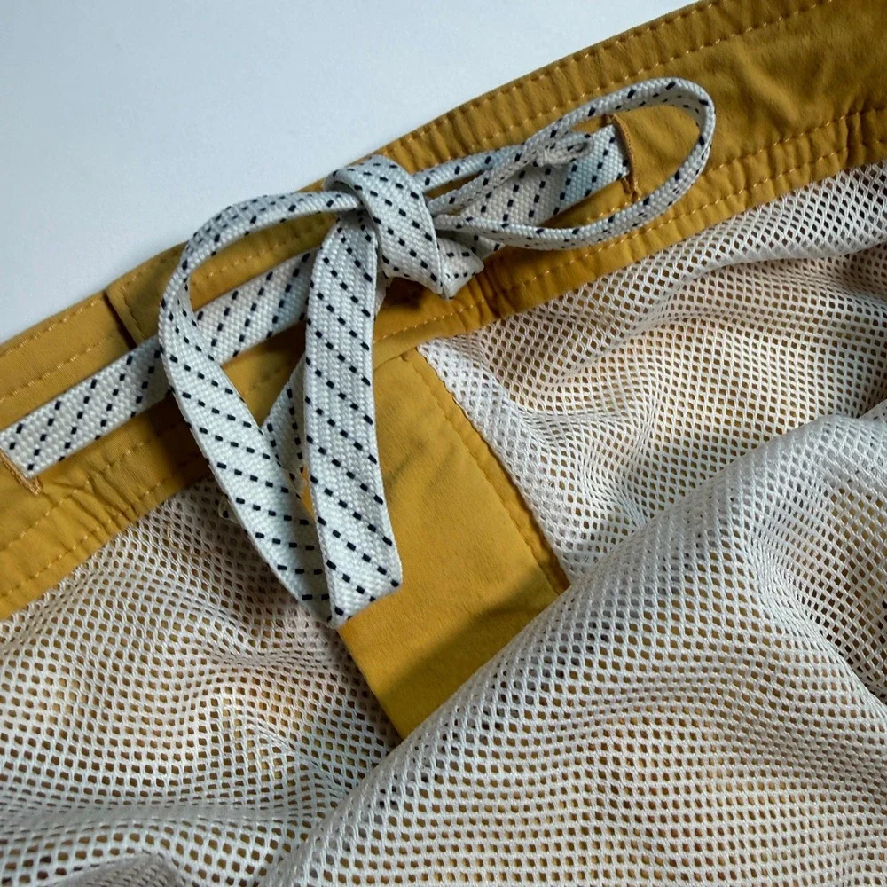 J.Crew Mens Swim Trunks Mustard Yellow Mesh Lined Board Shorts Size 38